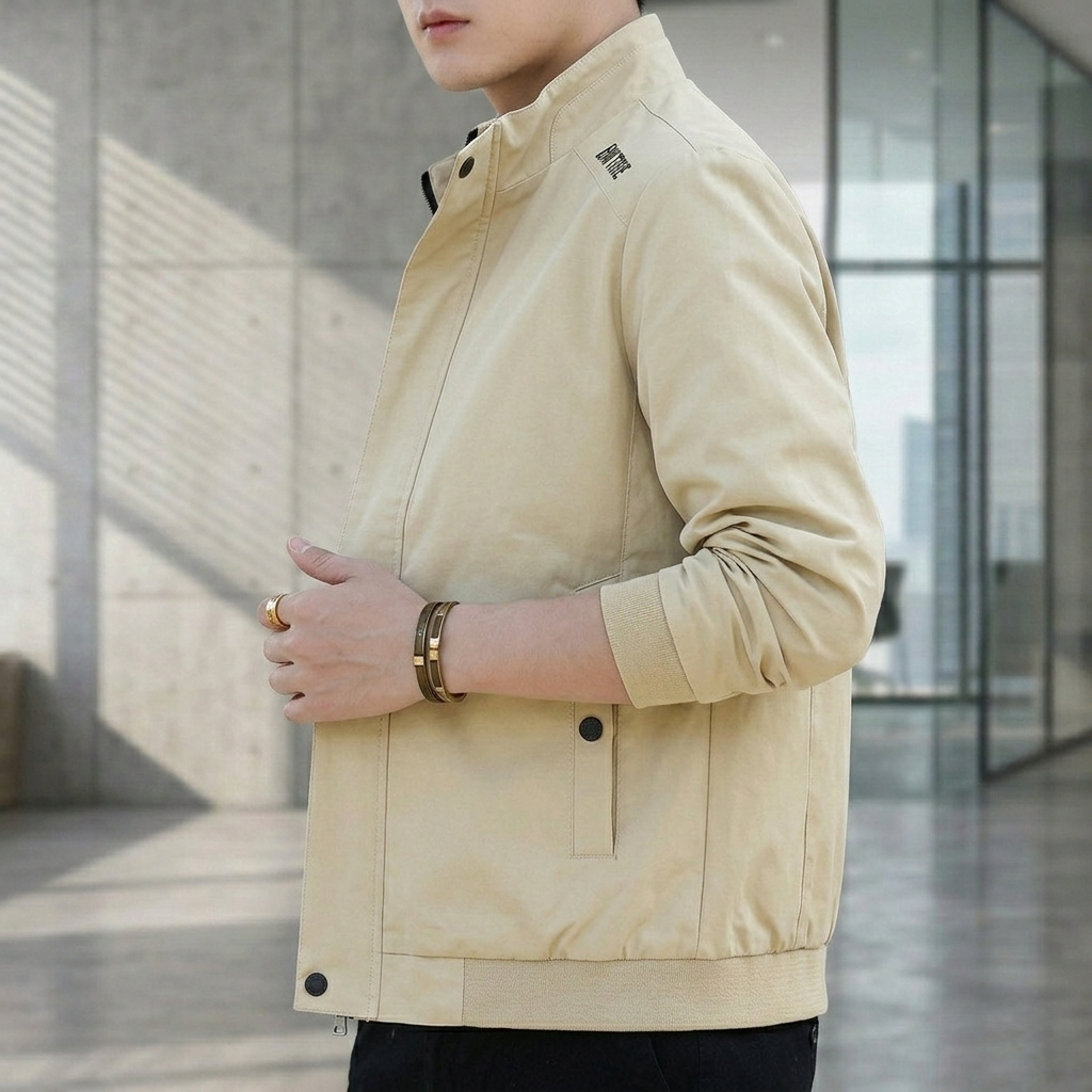 Áo khoác dù nam thể thao phối bo thiết kế dấu khóa kéo Pigo sport cổ đứng AKD45 Pigofashion