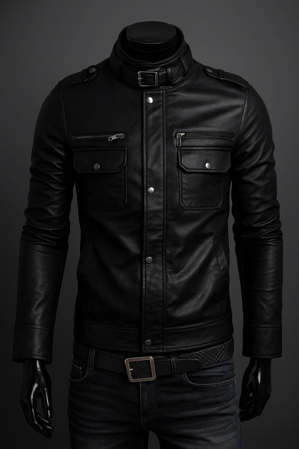 Áo khoác da nam Biker cao cấp AD4125