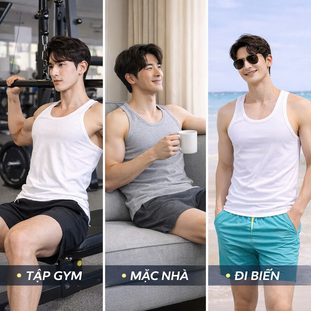 Bộ 3 áo ba lỗ cotton cao cấp pigofashion ABL01