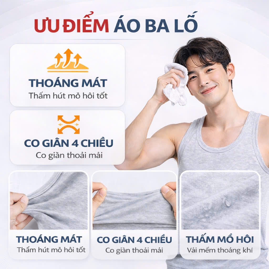 Combo 3 áo ba lỗ nam mỏng nhẹ thoáng mát ABL01 PigoFashion