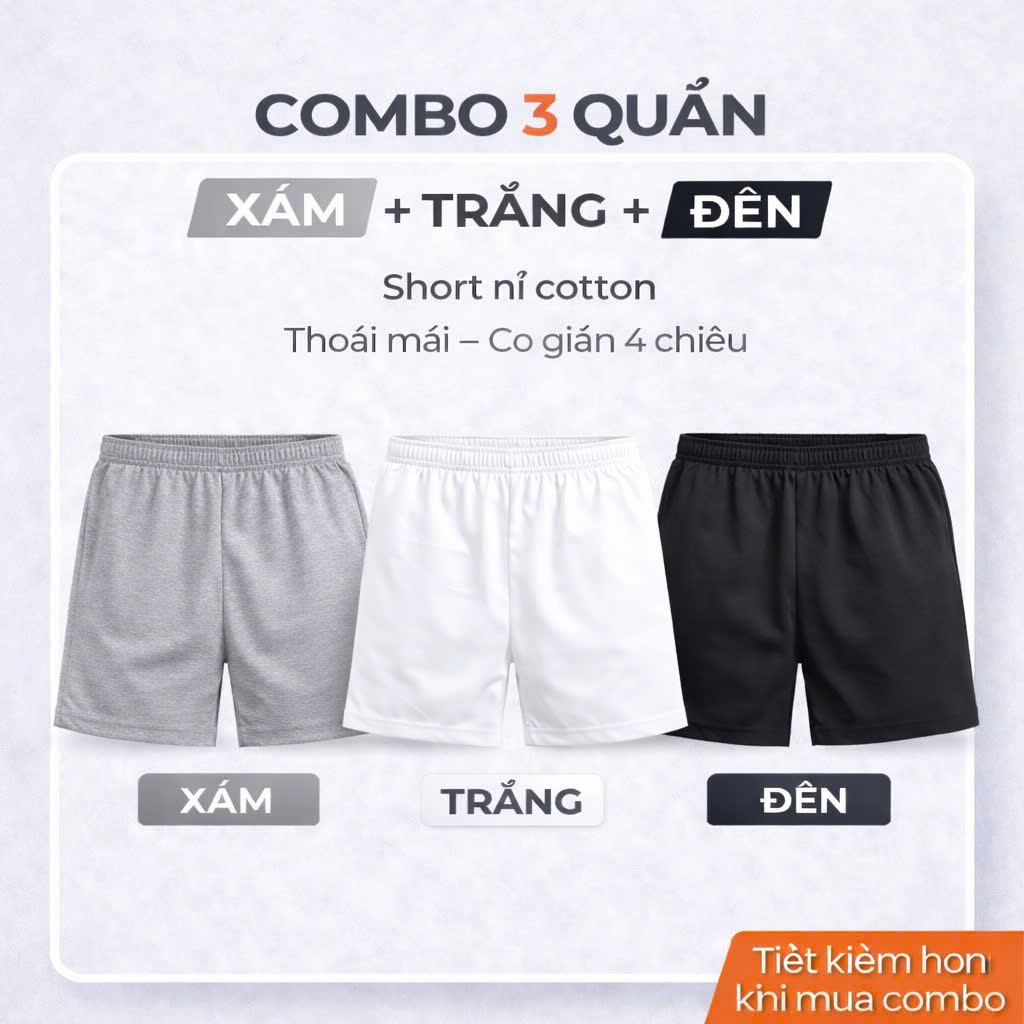 Combo 3 quần đùi ngủ nam thun cotton bốn chiều trong ngày nắng nóng QCT01 - PIGOFASHION