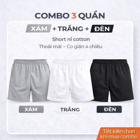 Combo 3 quần đùi ngủ nam thun cotton bốn chiều trong ngày nắng nóng QCT01 - PIGOFASHION