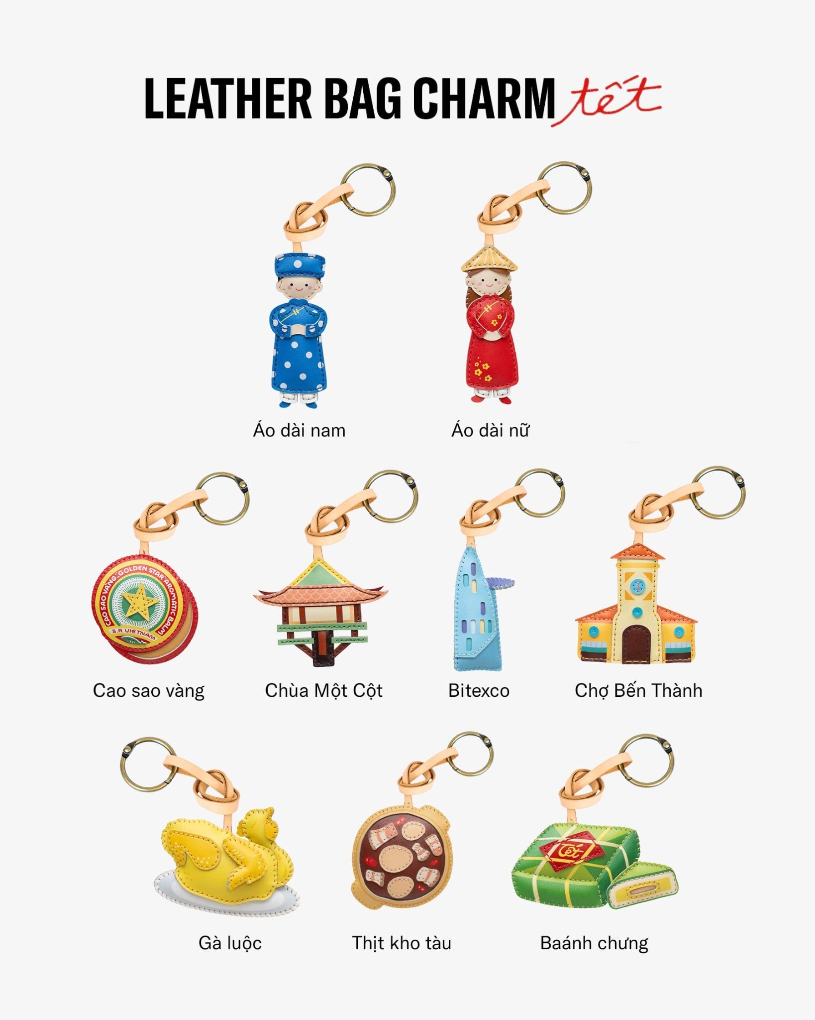  Bộ Sưu Tập Móc Khóa Da Chủ Đề Tết Việt Nam 