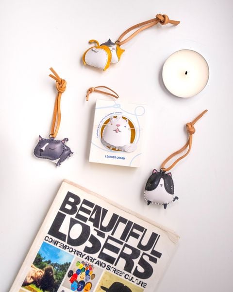  Móc Khóa Da Chủ Đề Mèo Cưng 