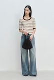  Quần Jeans ống rộng - Medium Blue Mid Waist Jeans - LIBÉ 7558 