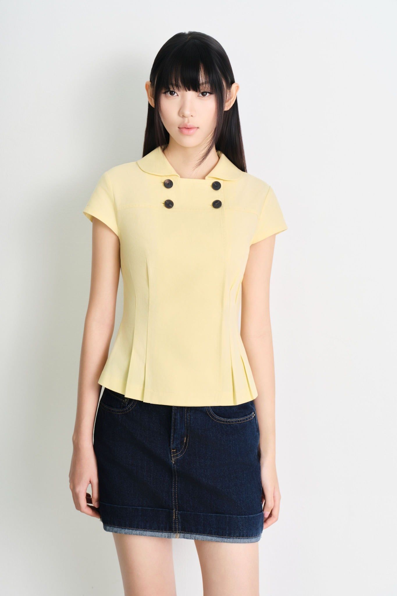  Áo kiểu - Curved Panel Button Top - LIBÉ 7573 