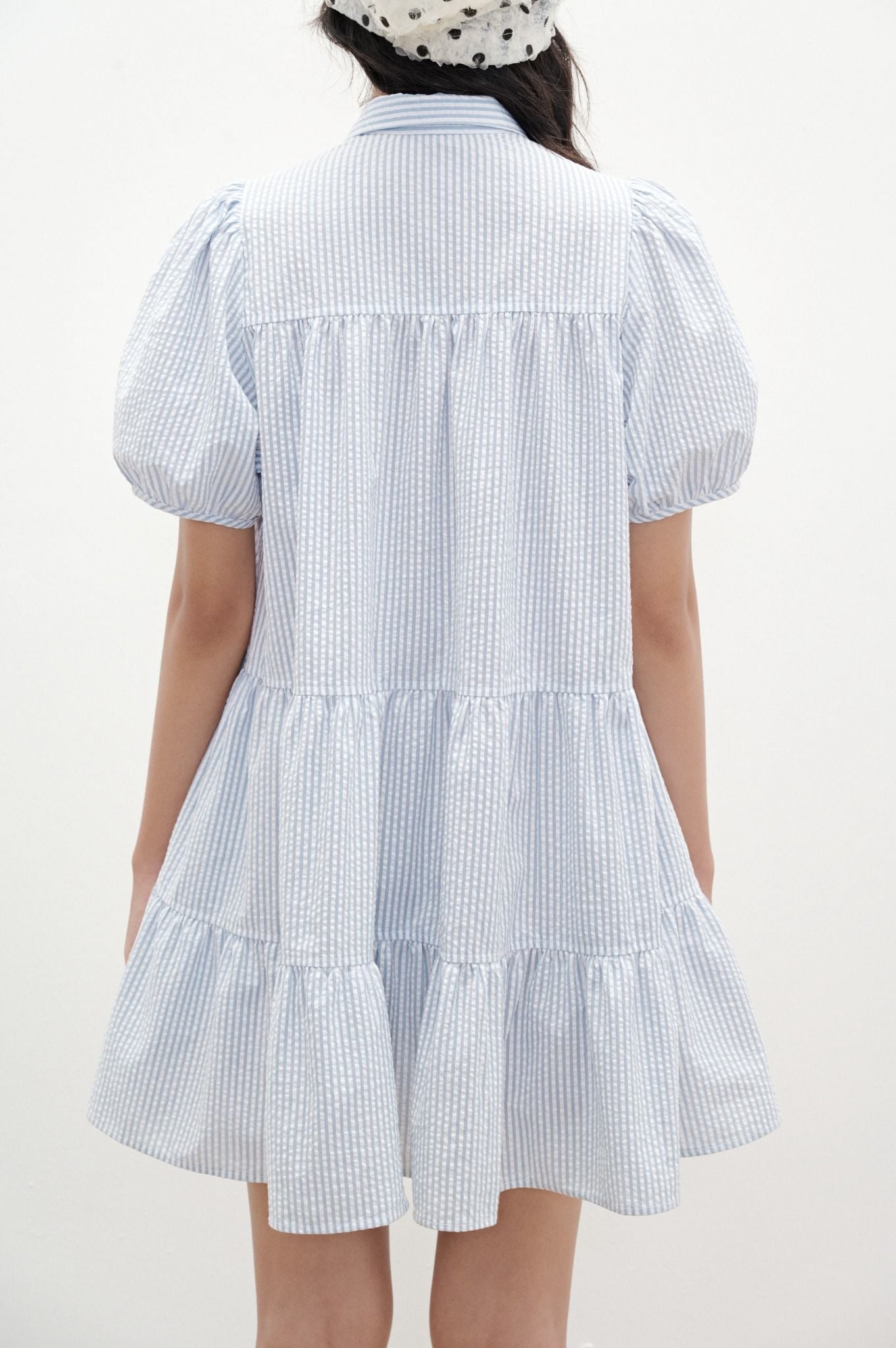  Striped Babydoll Mini Dress 