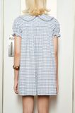  Gingham Babydoll Mini Dress 