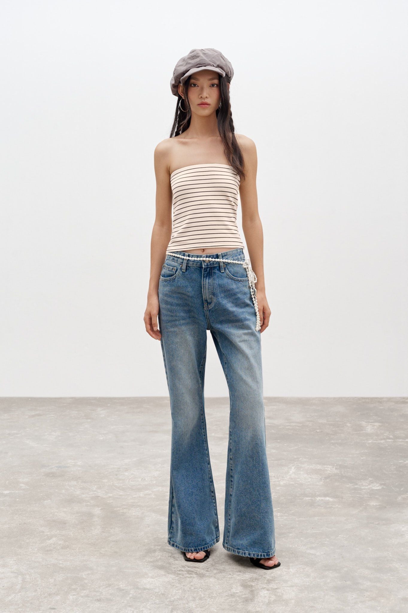  Blue Flared Denim Jeans 