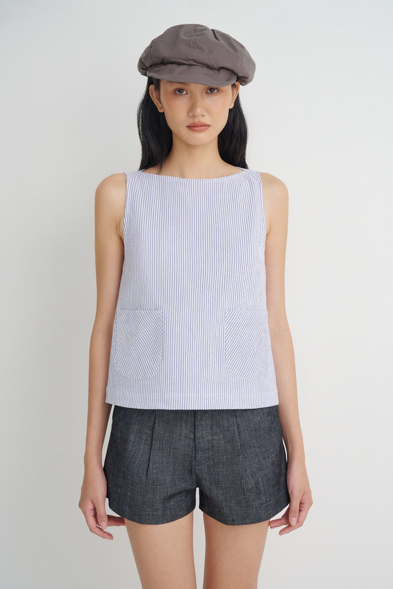  Striped Boat Neck Top 