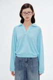  Long Sleeve Knit Polo Top - Blue 