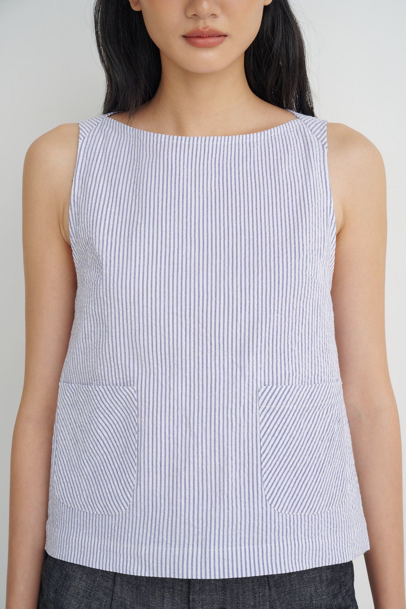  Striped Boat Neck Top 