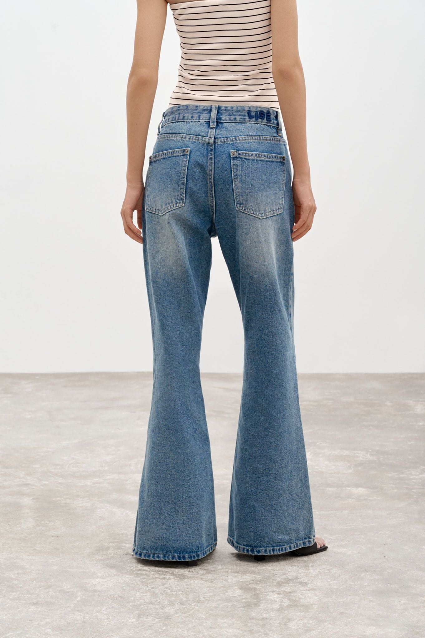  Blue Flared Denim Jeans 