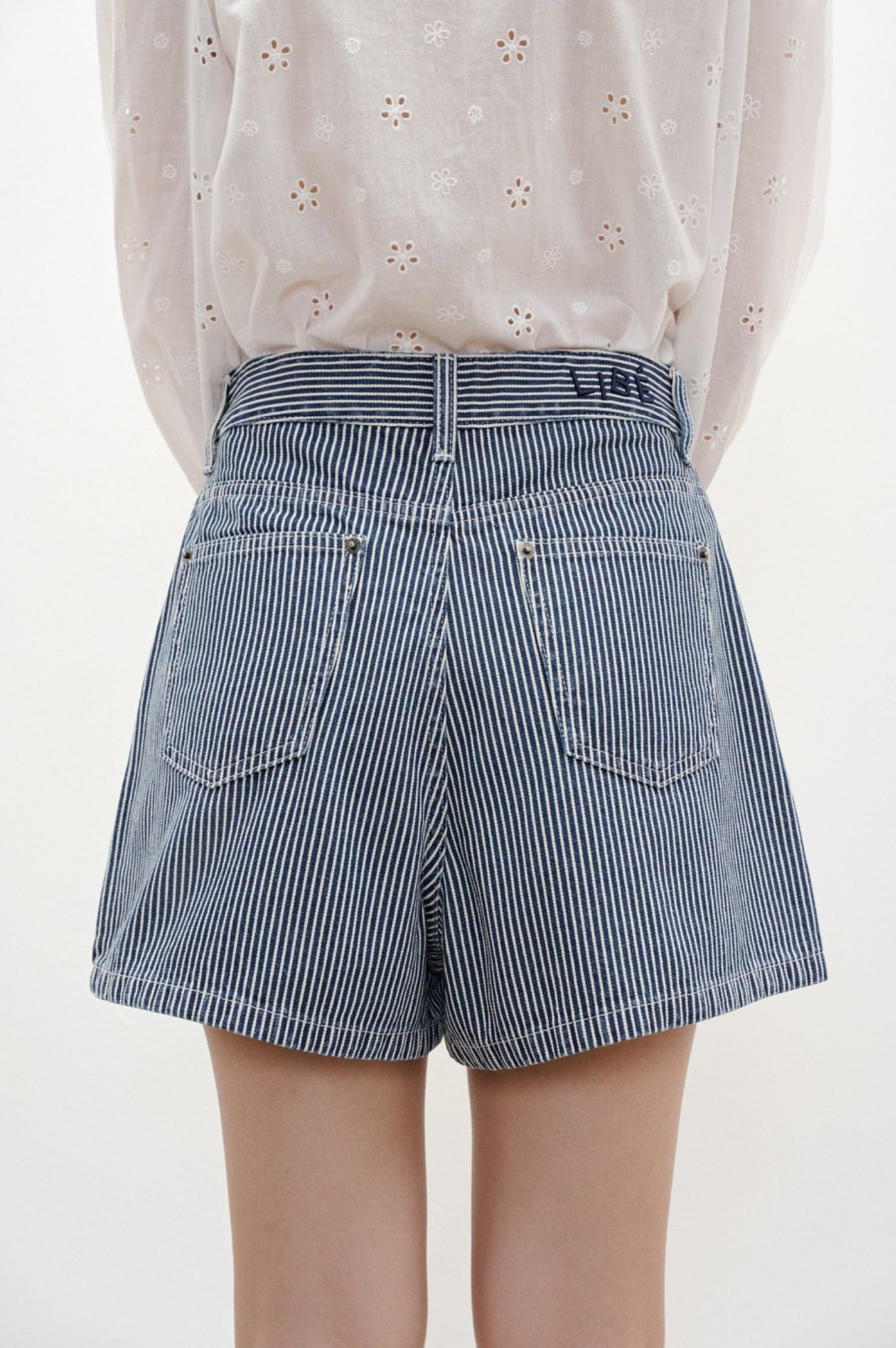  Striped Bermuda Denim Shorts 