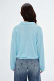  Long Sleeve Knit Polo Top - Blue 