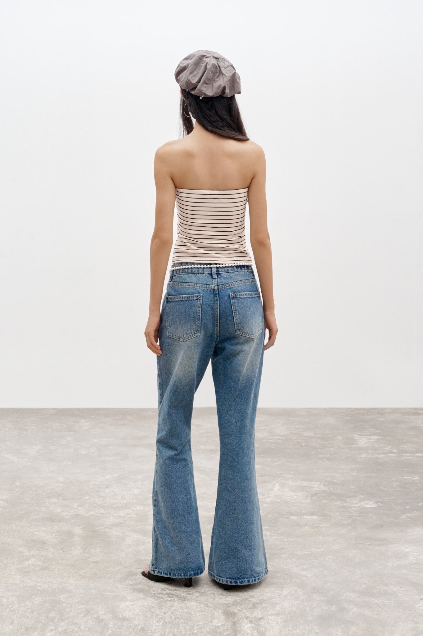  Blue Flared Denim Jeans 