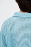  Long Sleeve Knit Polo Top - Blue 