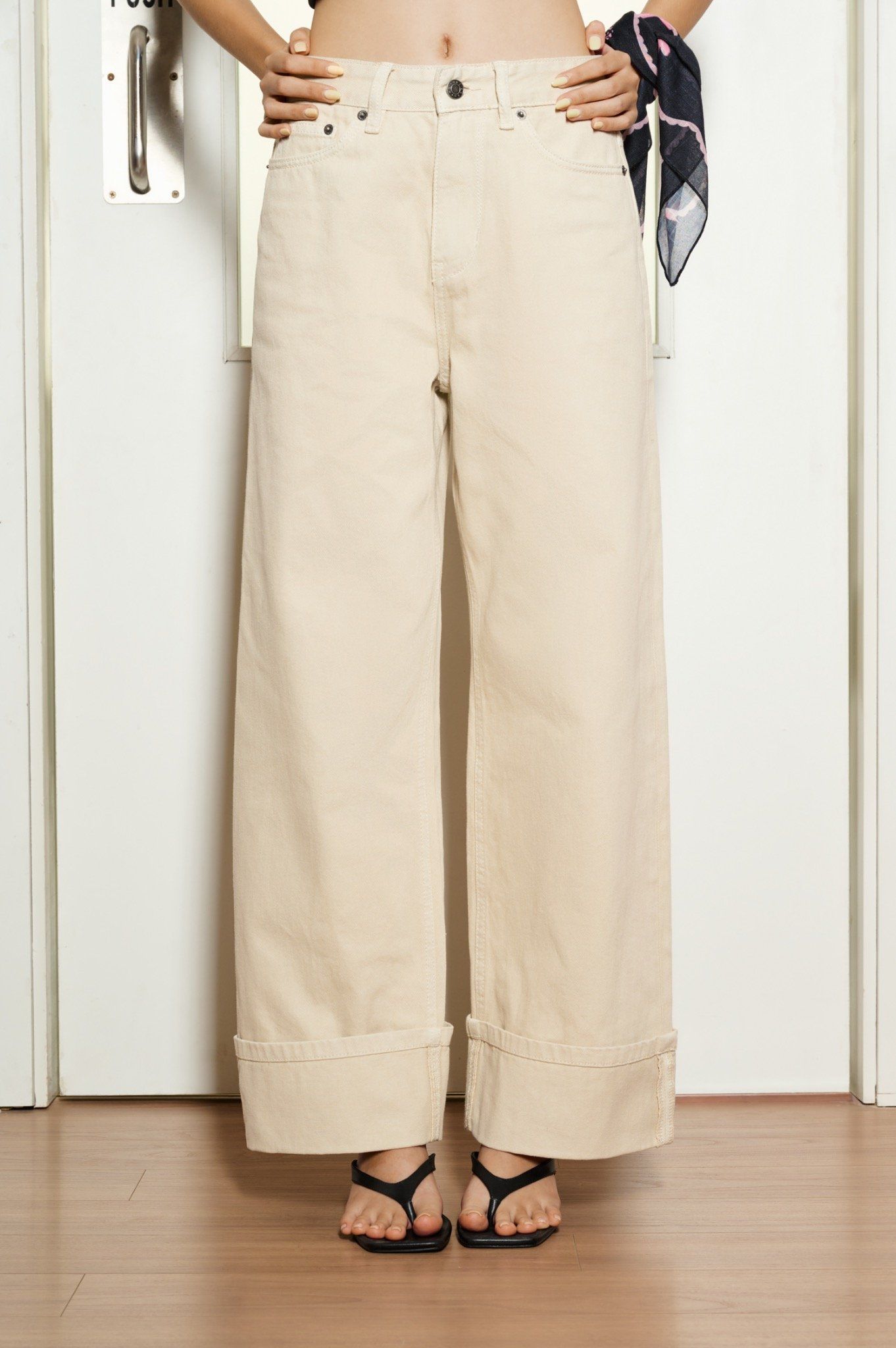  Cream Straight Leg Jeans 