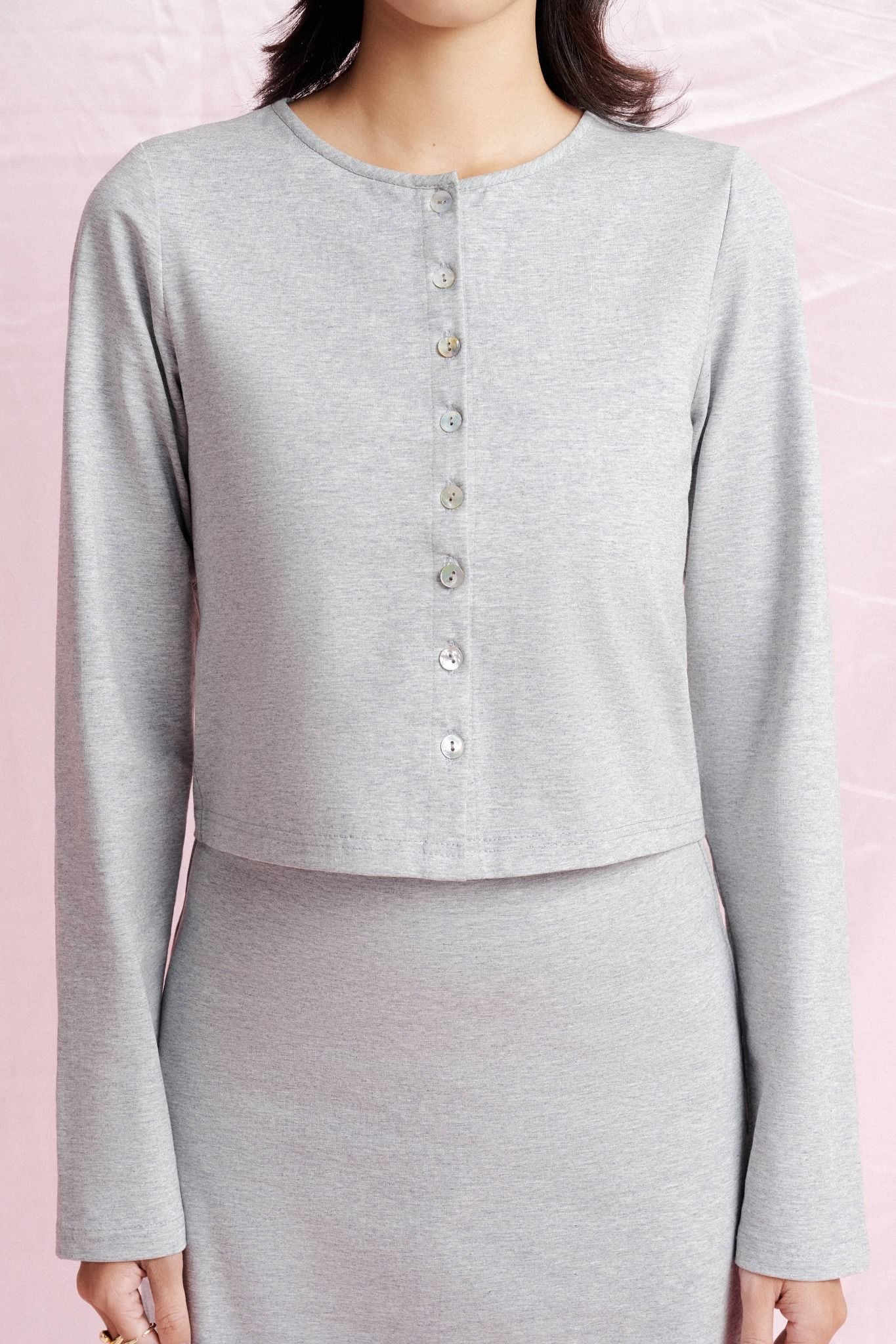  Light Grey Cardigan With Buttons 