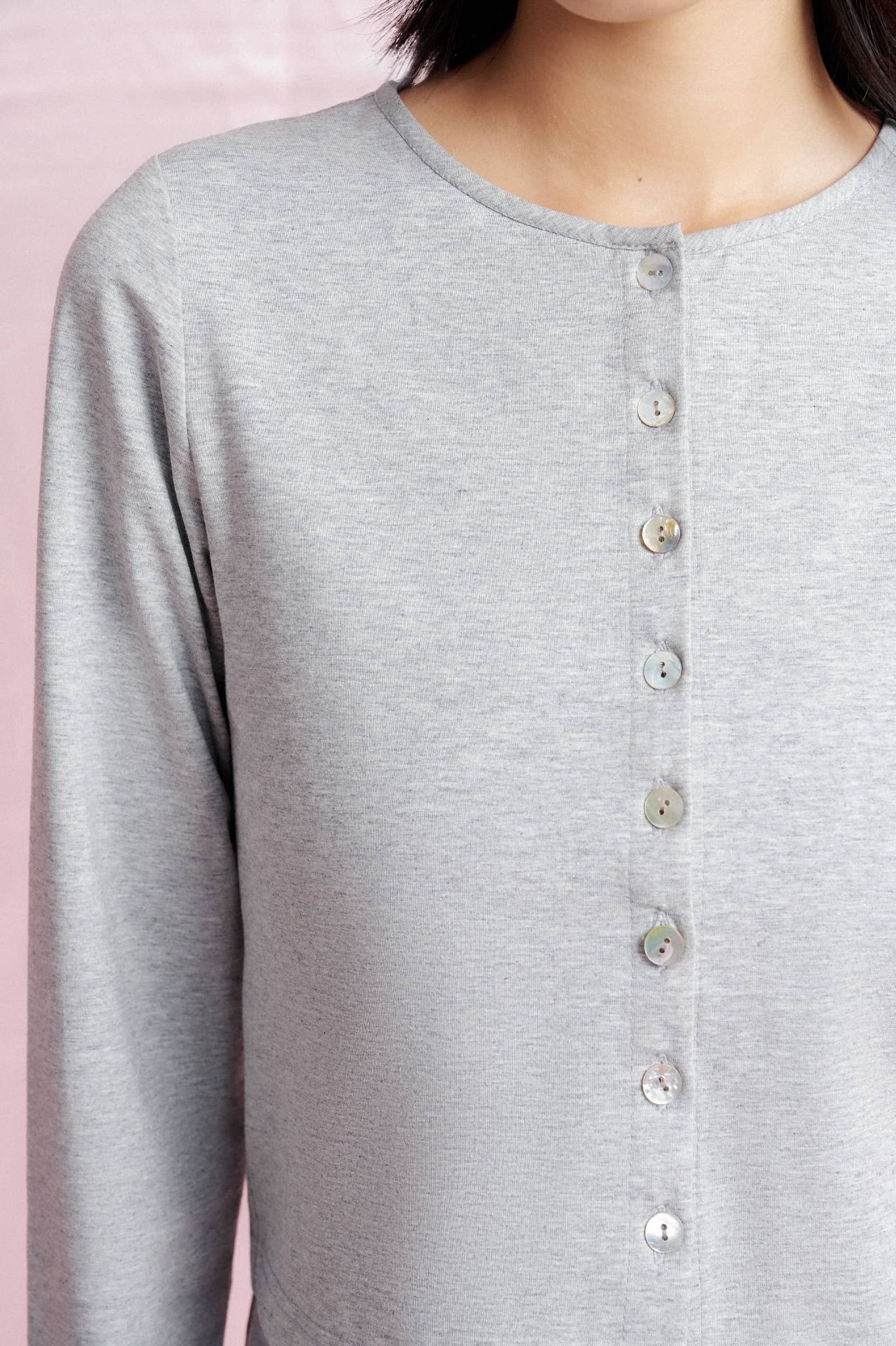  Light Grey Cardigan With Buttons 