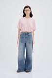  Mid Waist Panel Seam Wide Leg Jeans 