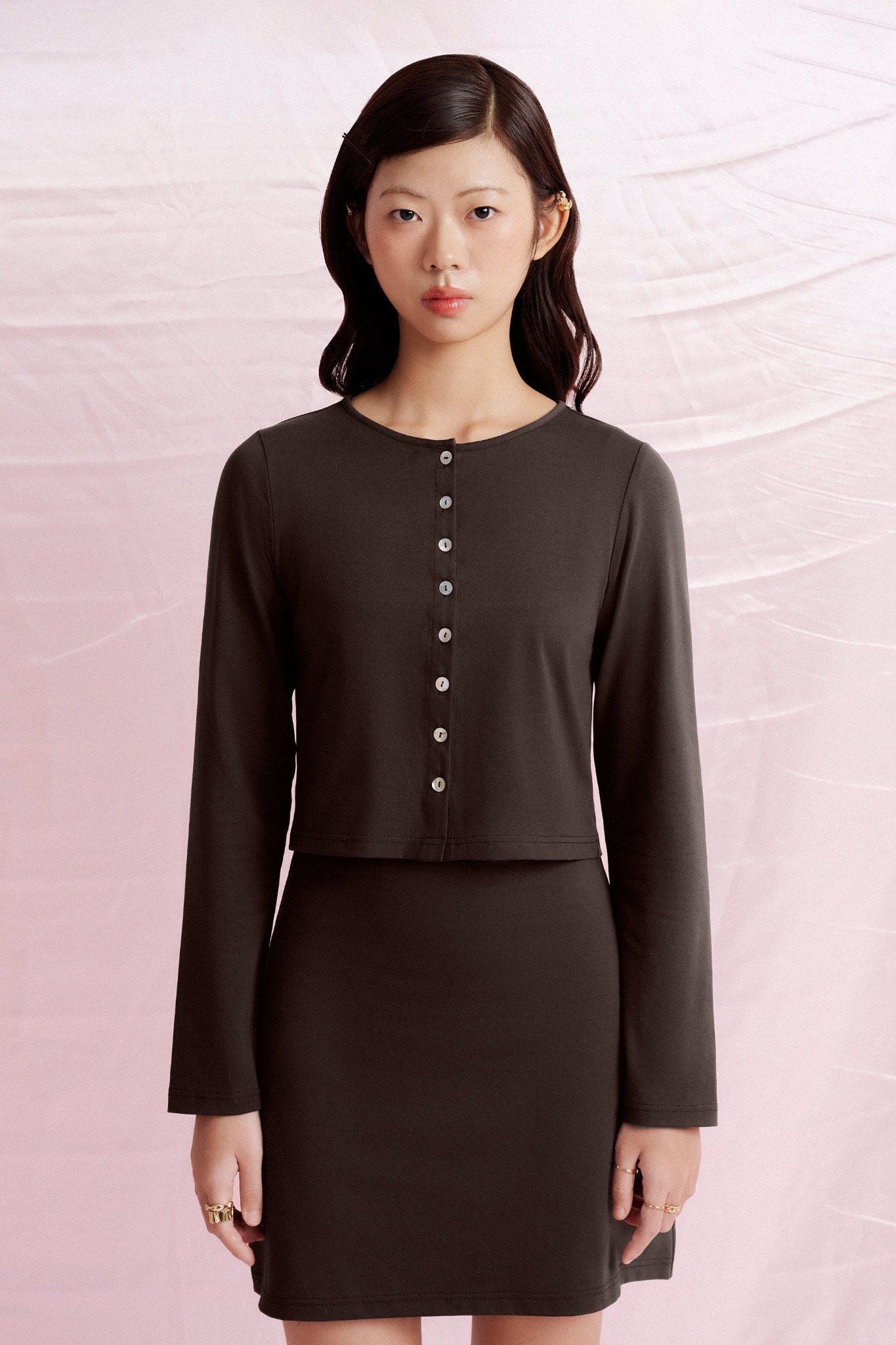  Brown Cardigan With Buttons 