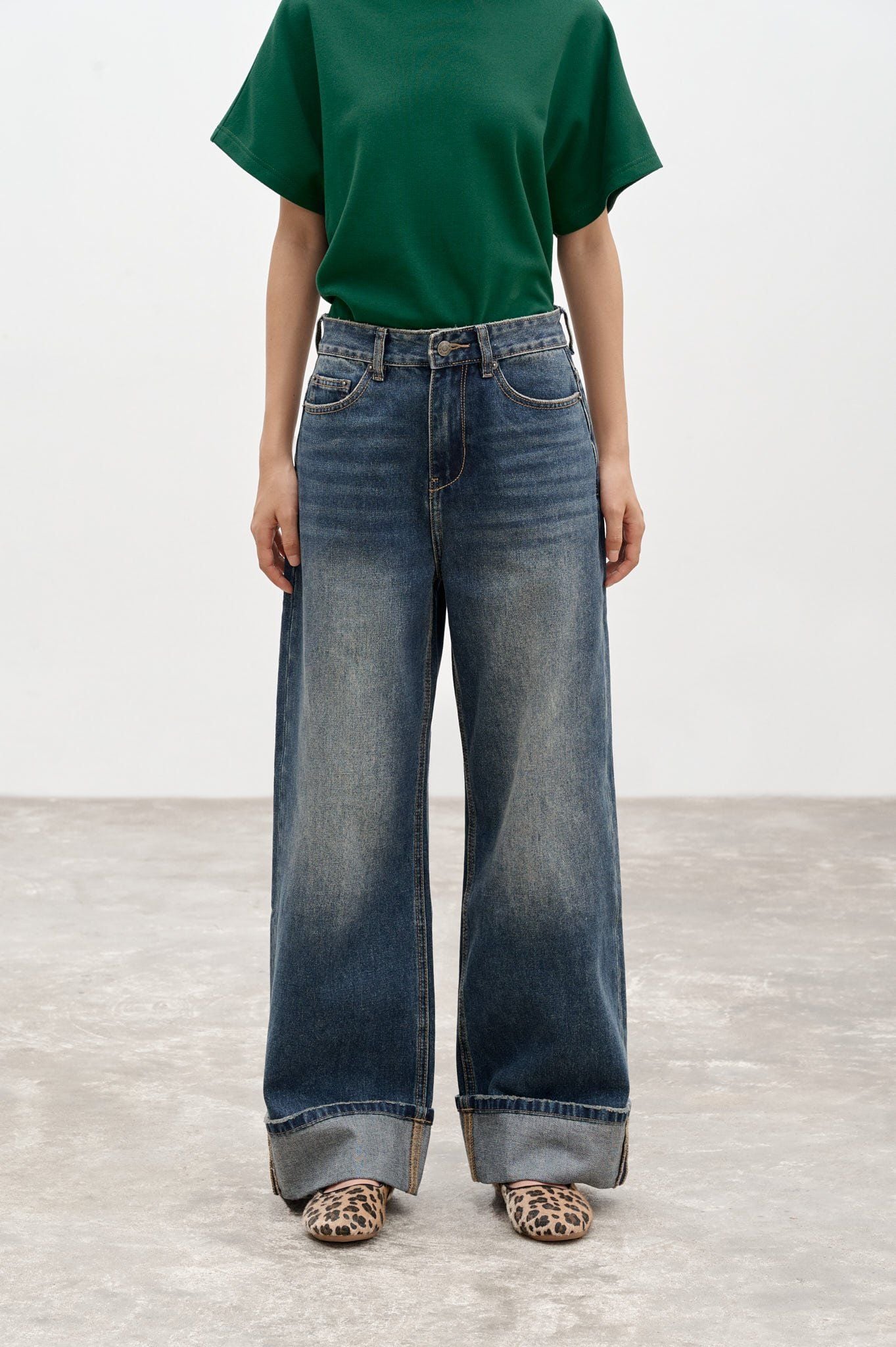  Dark Blue Straight Leg Jeans 