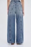  Mid Waist Panel Seam Wide Leg Jeans 