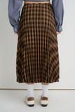  Brown Pleated Midi Skirt 
