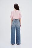  Mid Waist Panel Seam Wide Leg Jeans 