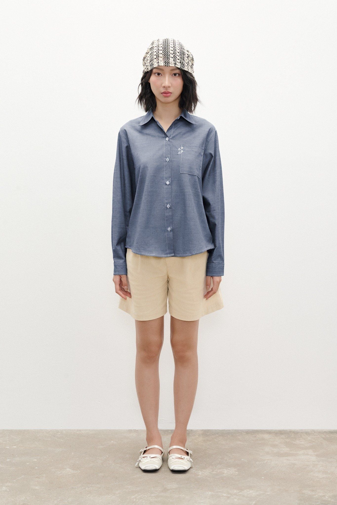  Sơ mi rộng - Denim Blue Oversized Shirt - LIBÉ 7244 