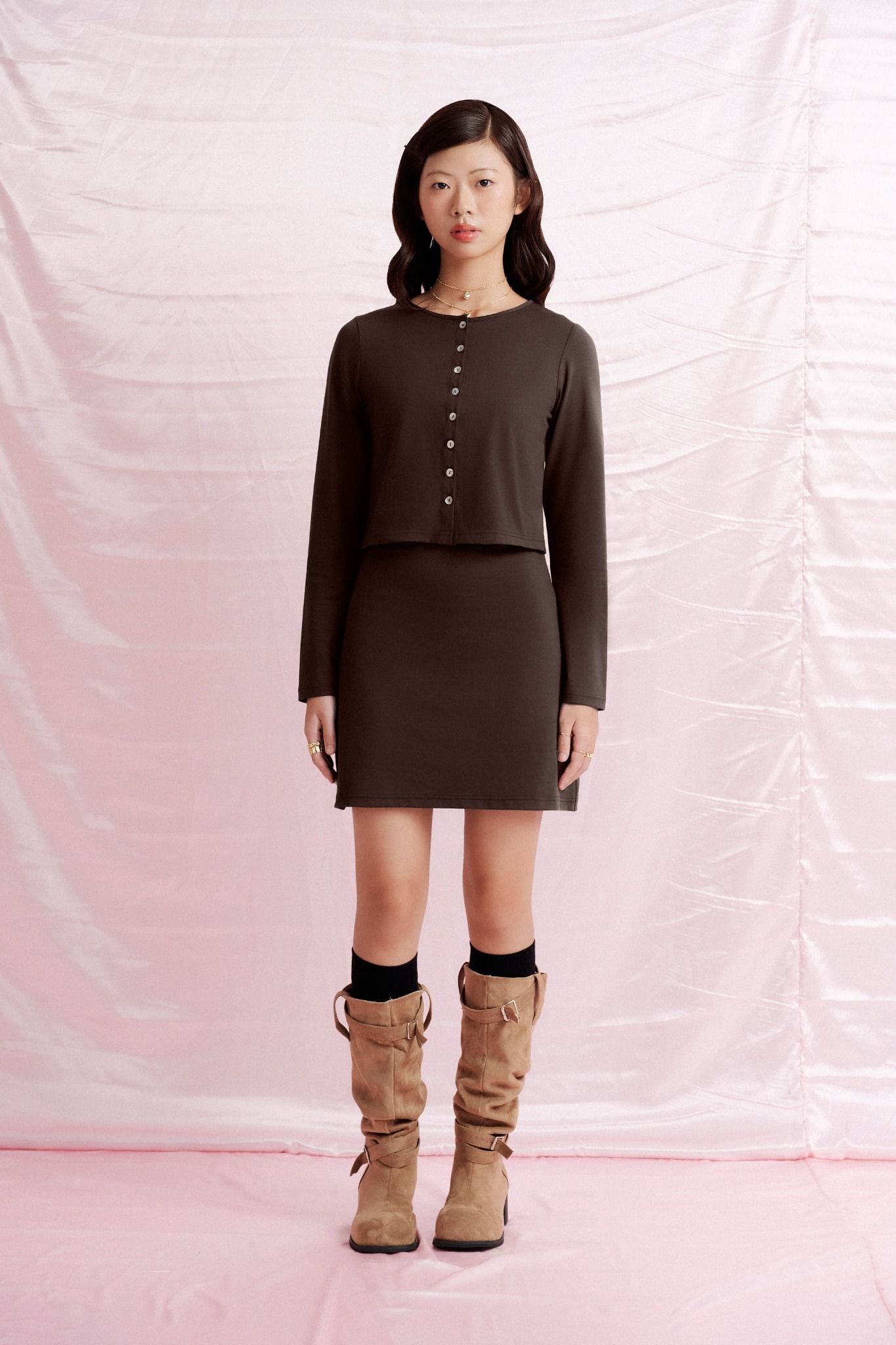  Brown Cardigan With Buttons 