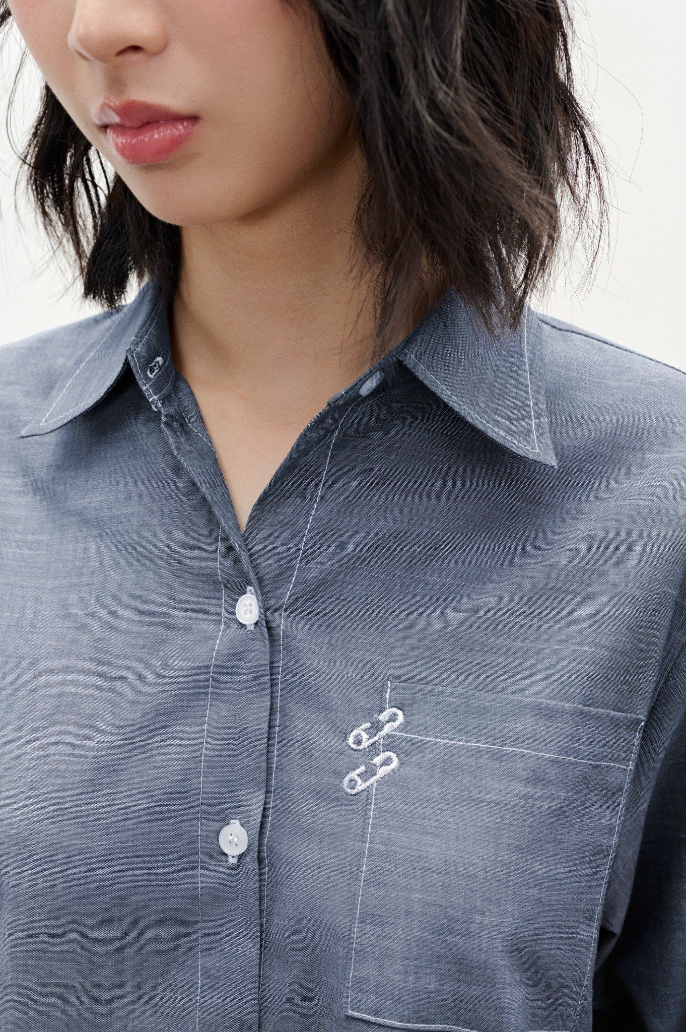  Sơ mi rộng - Denim Blue Oversized Shirt - LIBÉ 7244 