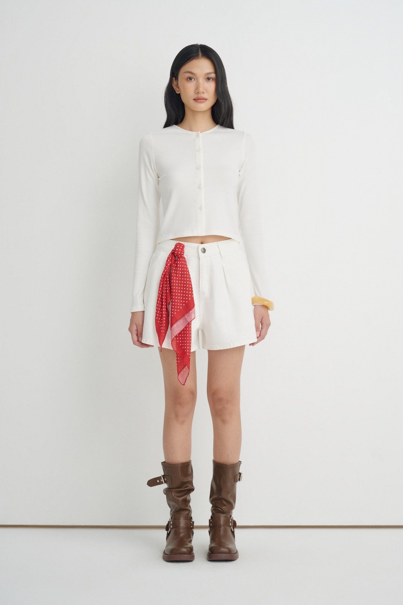  White Bermuda Denim Shorts 