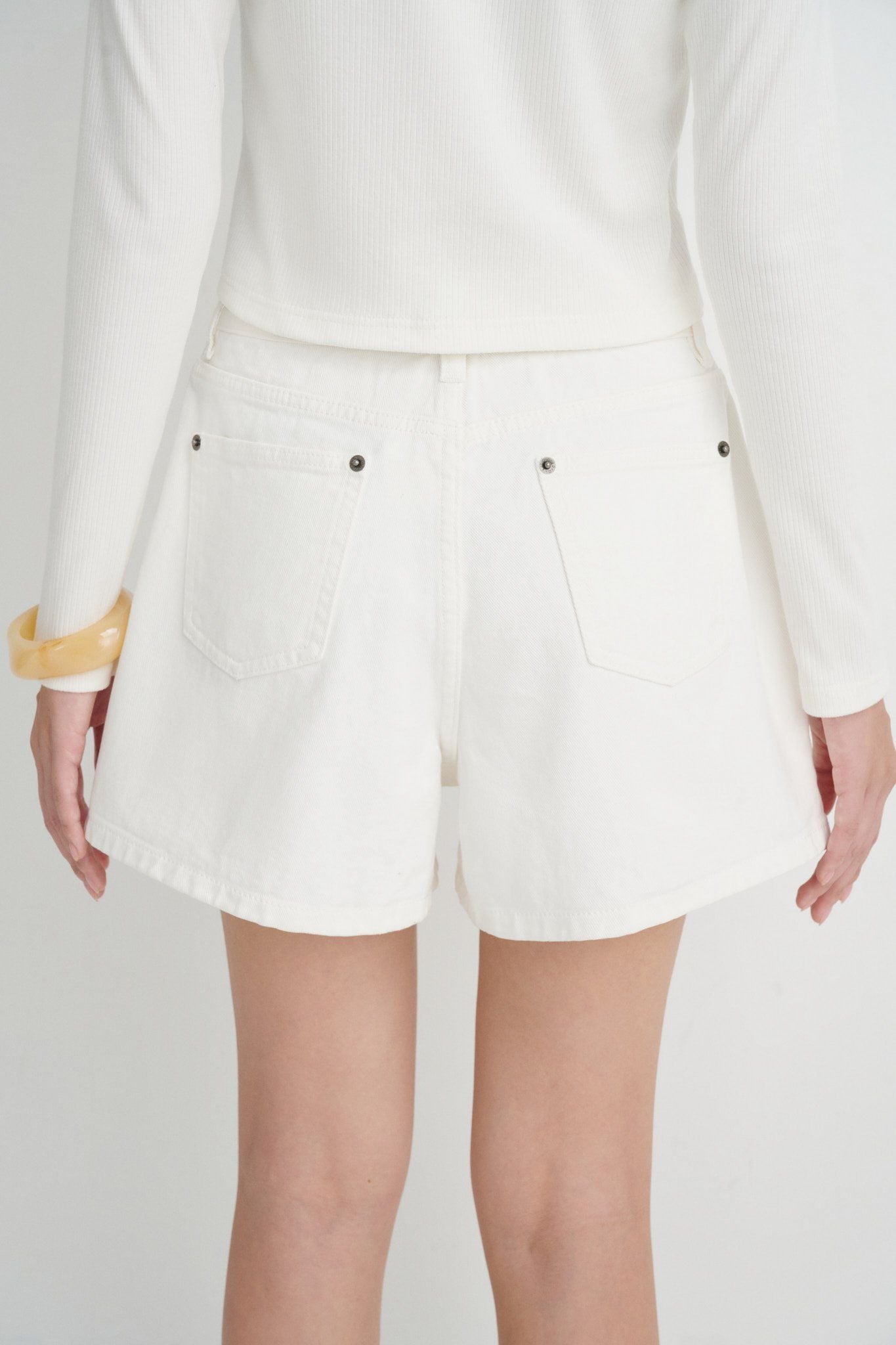  White Bermuda Denim Shorts 