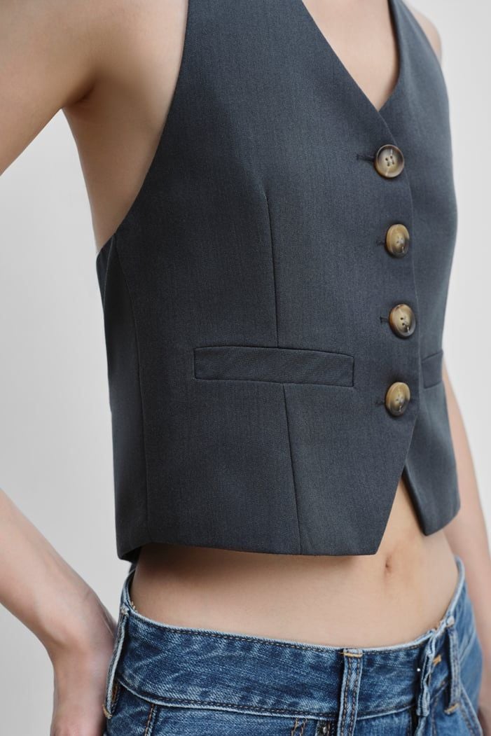  Áo kiểu gilet - Grey Halter Neck Gilet - LIBÉ 7538 