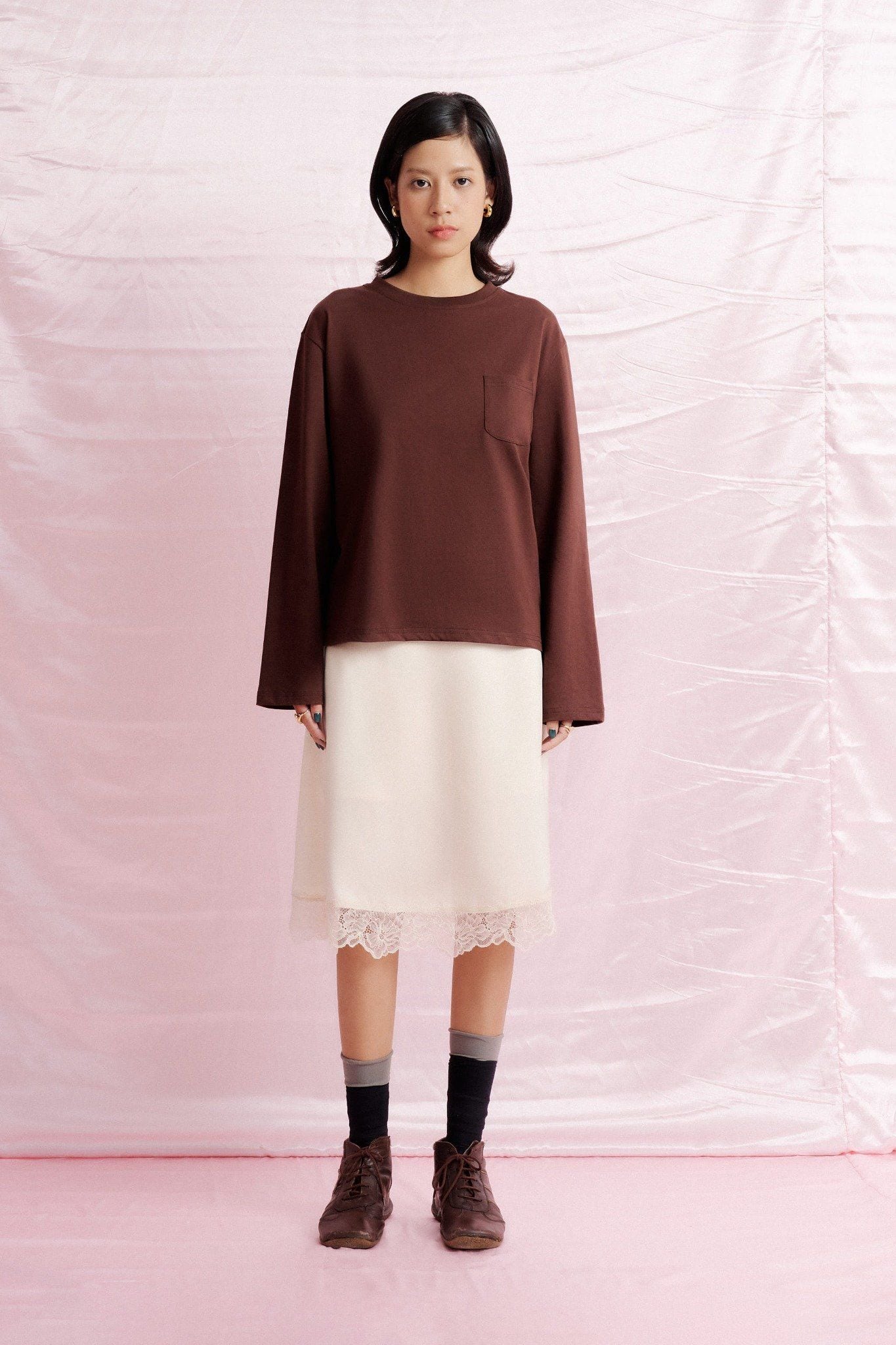 Silky Mid-length Skirt - Ivory