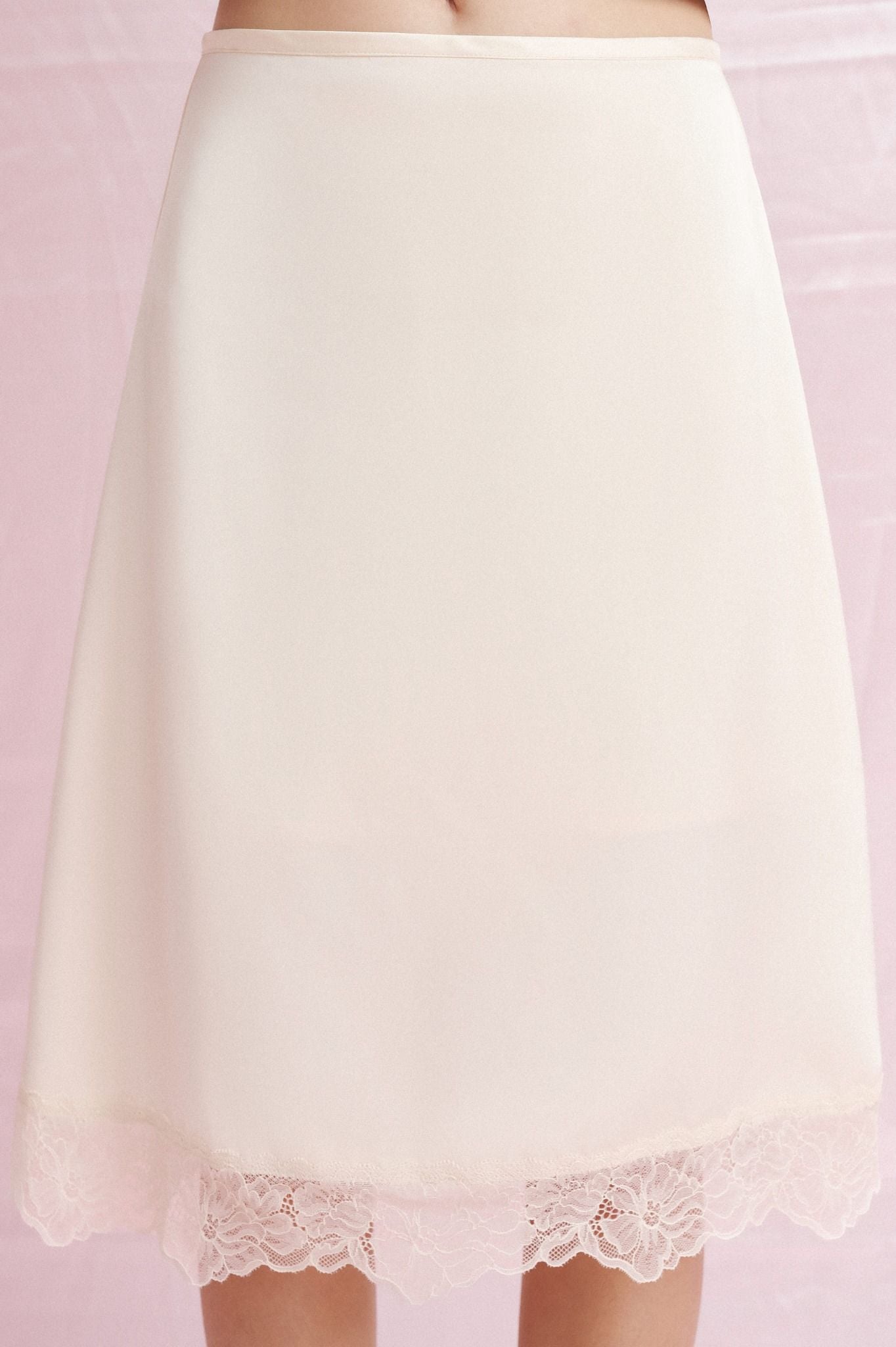  Silky Mid-length Skirt - Ivory 