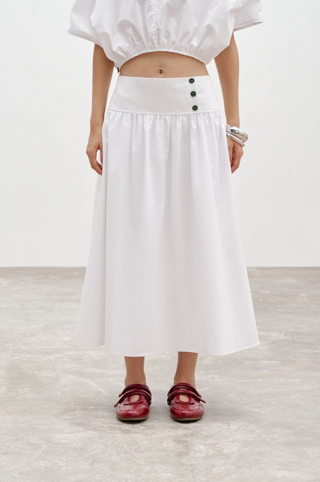  White Midi Skirt 