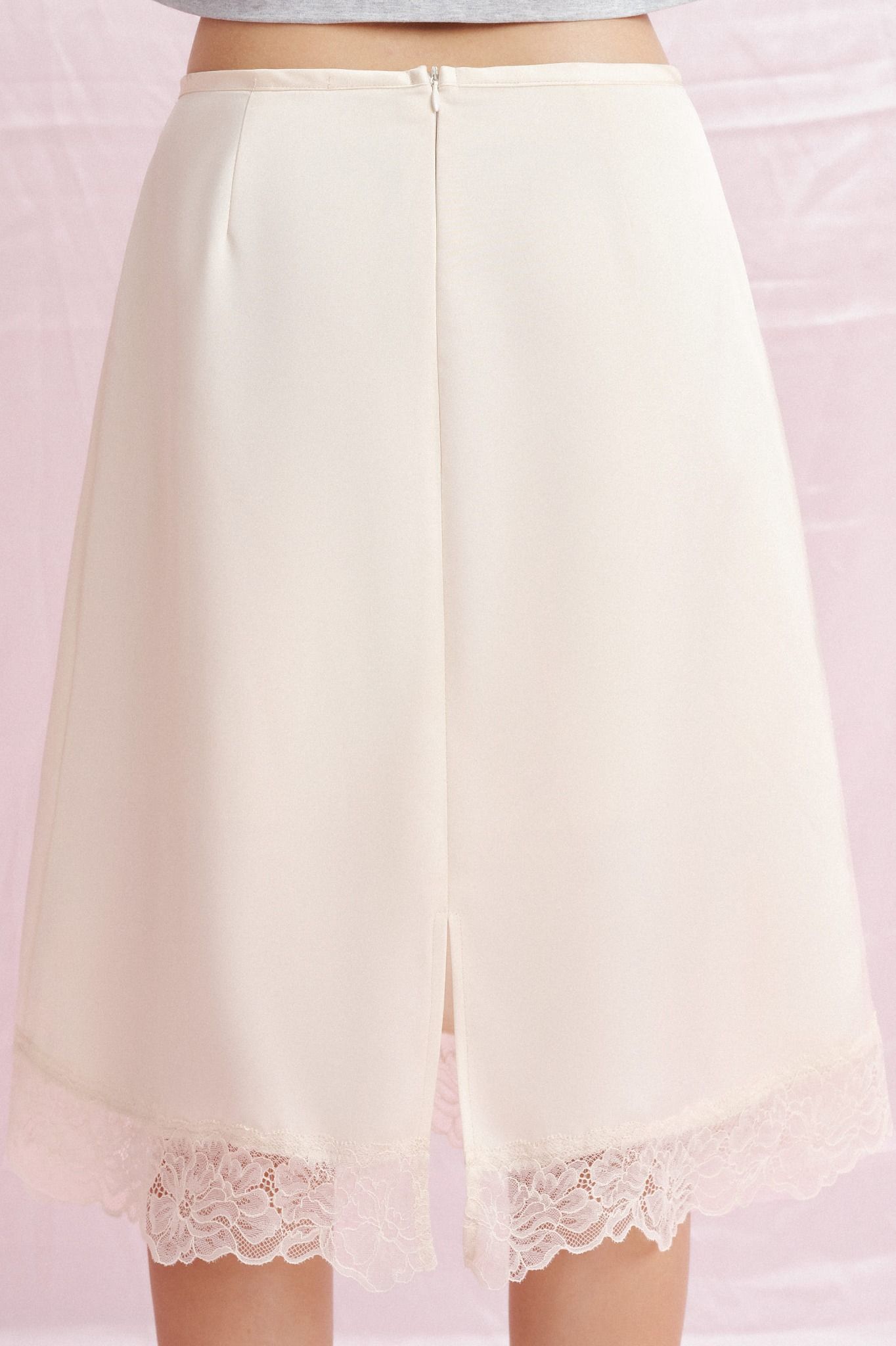  Silky Mid-length Skirt - Ivory 