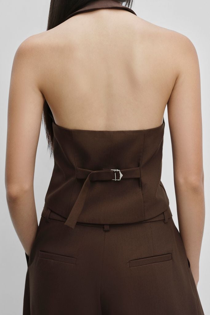  Áo kiểu gilet - Brown Halter Neck Gilet - LIBÉ 7550 