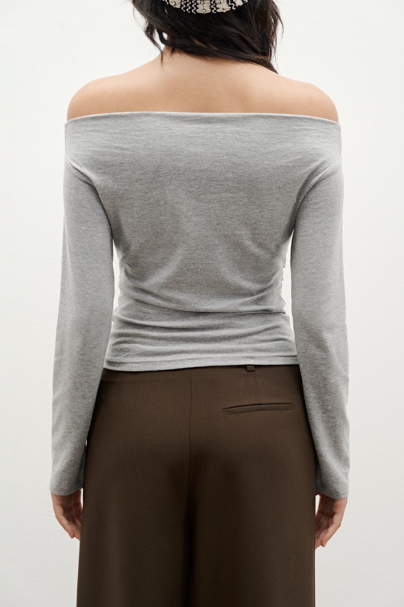  Áo kiểu - Grey Off Shoulder Top - LIBÉ 7278 