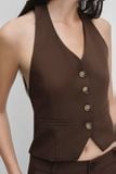  Áo kiểu gilet - Brown Halter Neck Gilet - LIBÉ 7550 