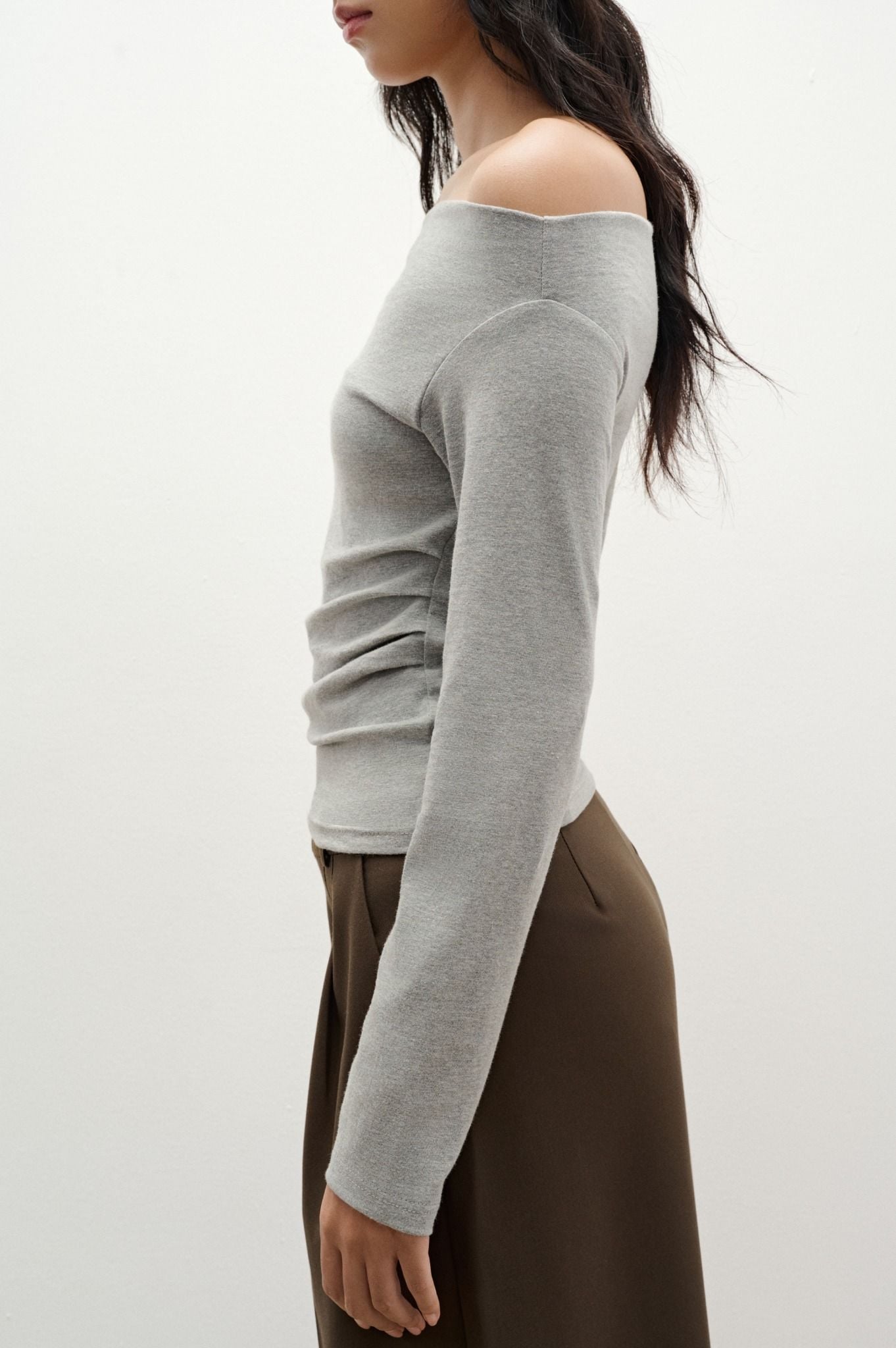  Áo kiểu - Grey Off Shoulder Top - LIBÉ 7278 