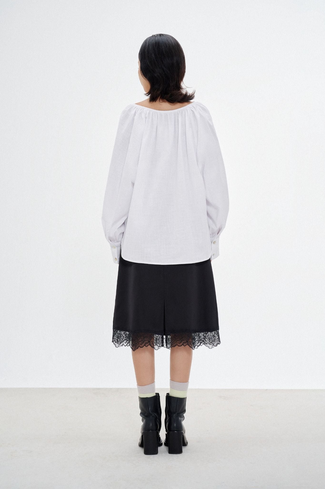  Silky Mid-length Skirt - Black 