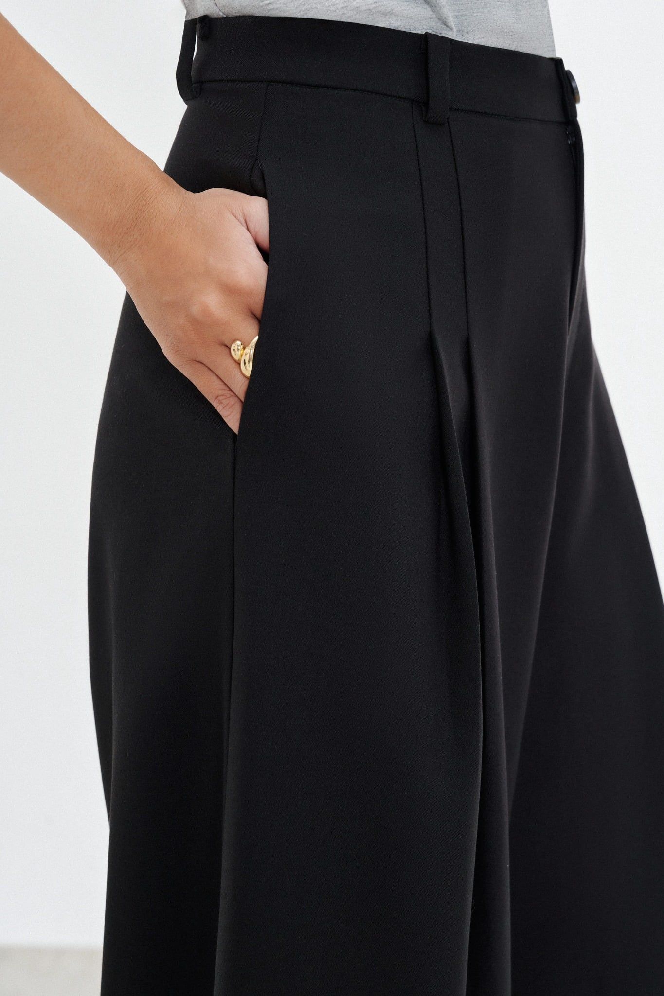  Black A-line Trousers 