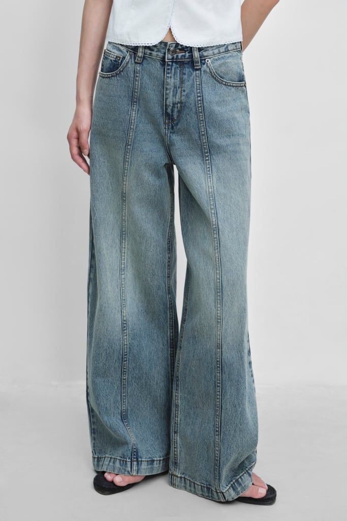  Quần Jeans ống rộng - Mid Waist Panel Seam Wide Leg Jeans - LIBÉ 7746 