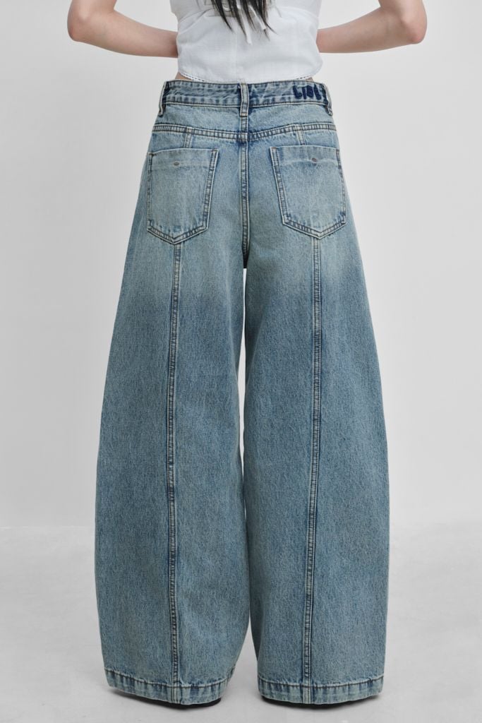  Quần Jeans ống rộng - Mid Waist Panel Seam Wide Leg Jeans - LIBÉ 7746 