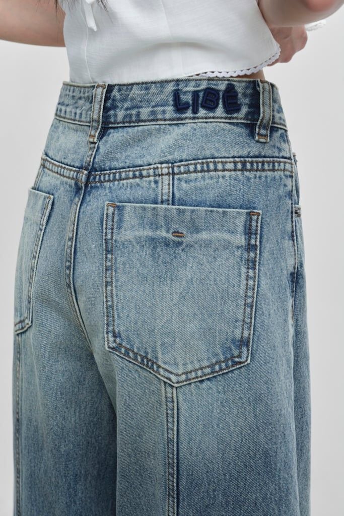  Quần Jeans ống rộng - Mid Waist Panel Seam Wide Leg Jeans - LIBÉ 7746 