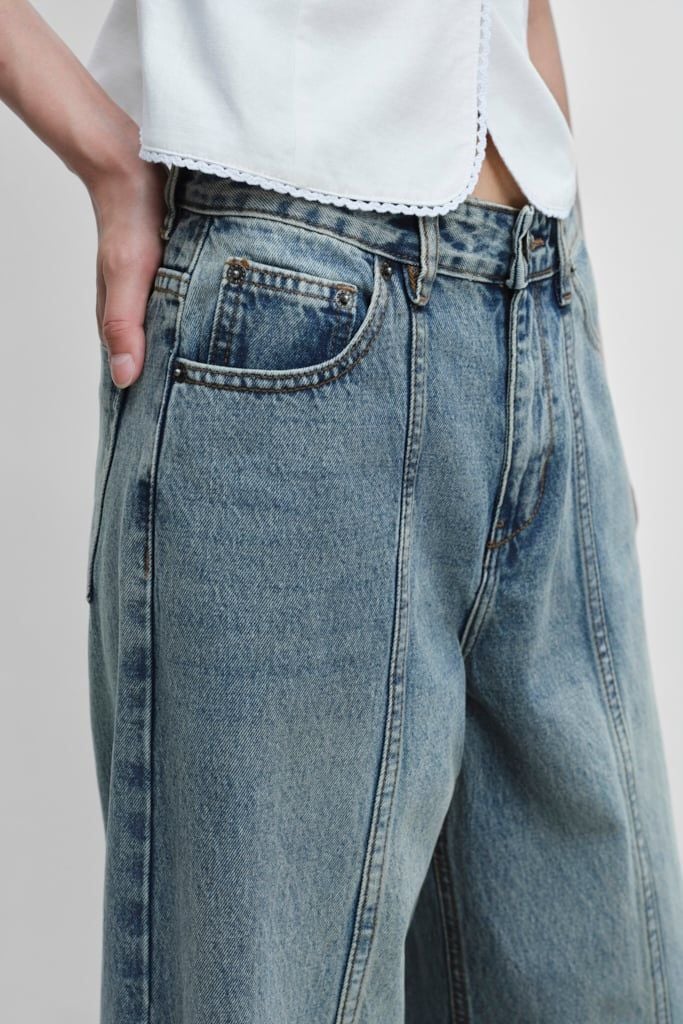  Quần Jeans ống rộng - Mid Waist Panel Seam Wide Leg Jeans - LIBÉ 7746 